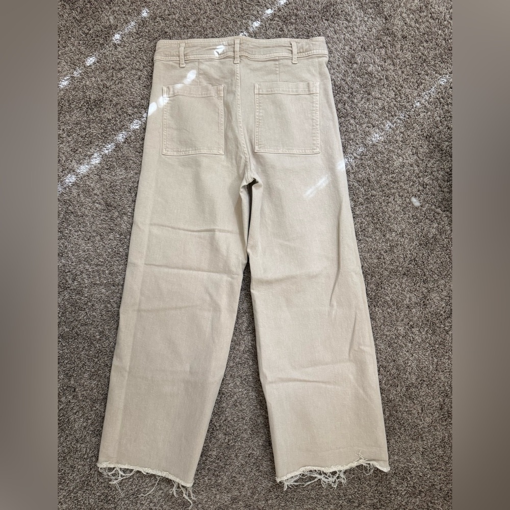 ZARA Marine Straight Beige/Cream Wide-Leg Pants - Picture 4 of 5